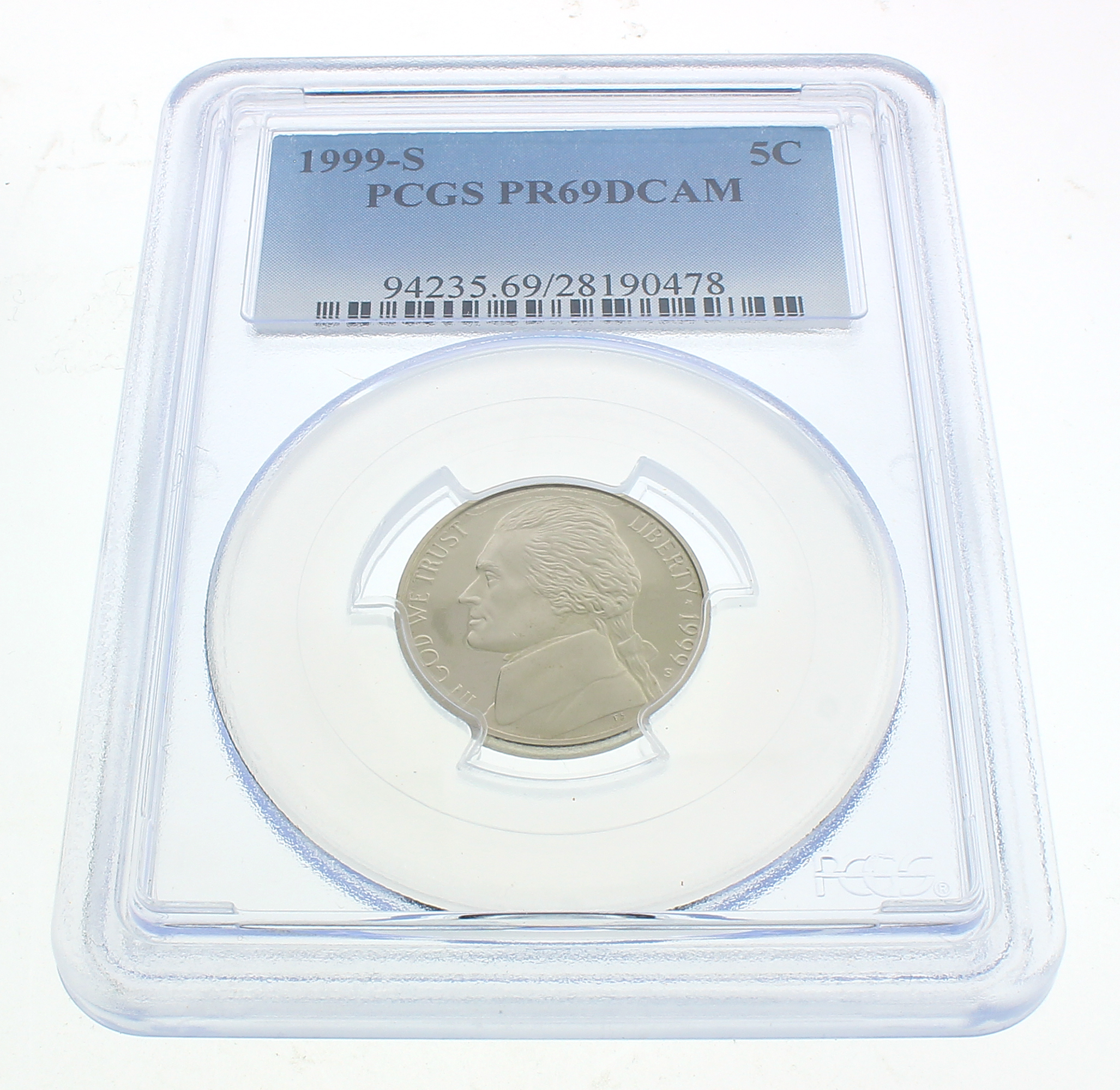 1999-S Jefferson Nickel Graded PCGS PR69DCAM
