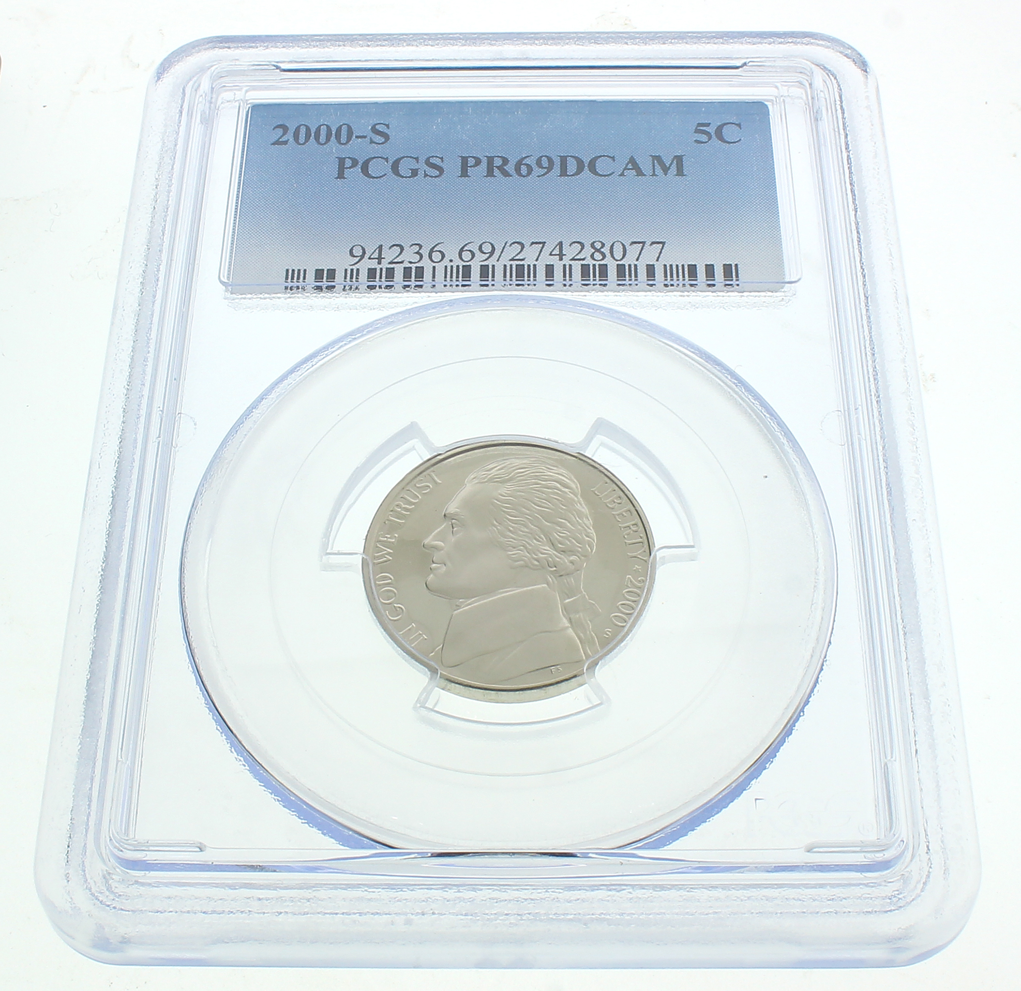 2000-S Jefferson Nickel Graded PCGS PR69DCAM