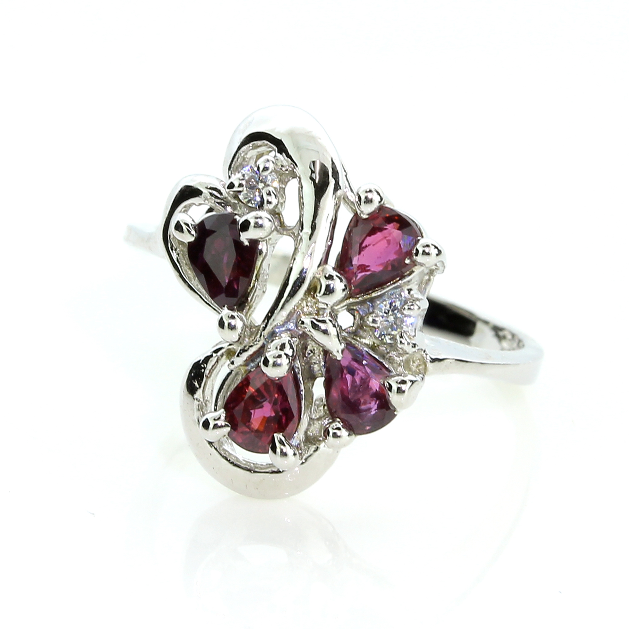 0.75CT Ruby And Topaz Platinum Over Sterling Silver Ring