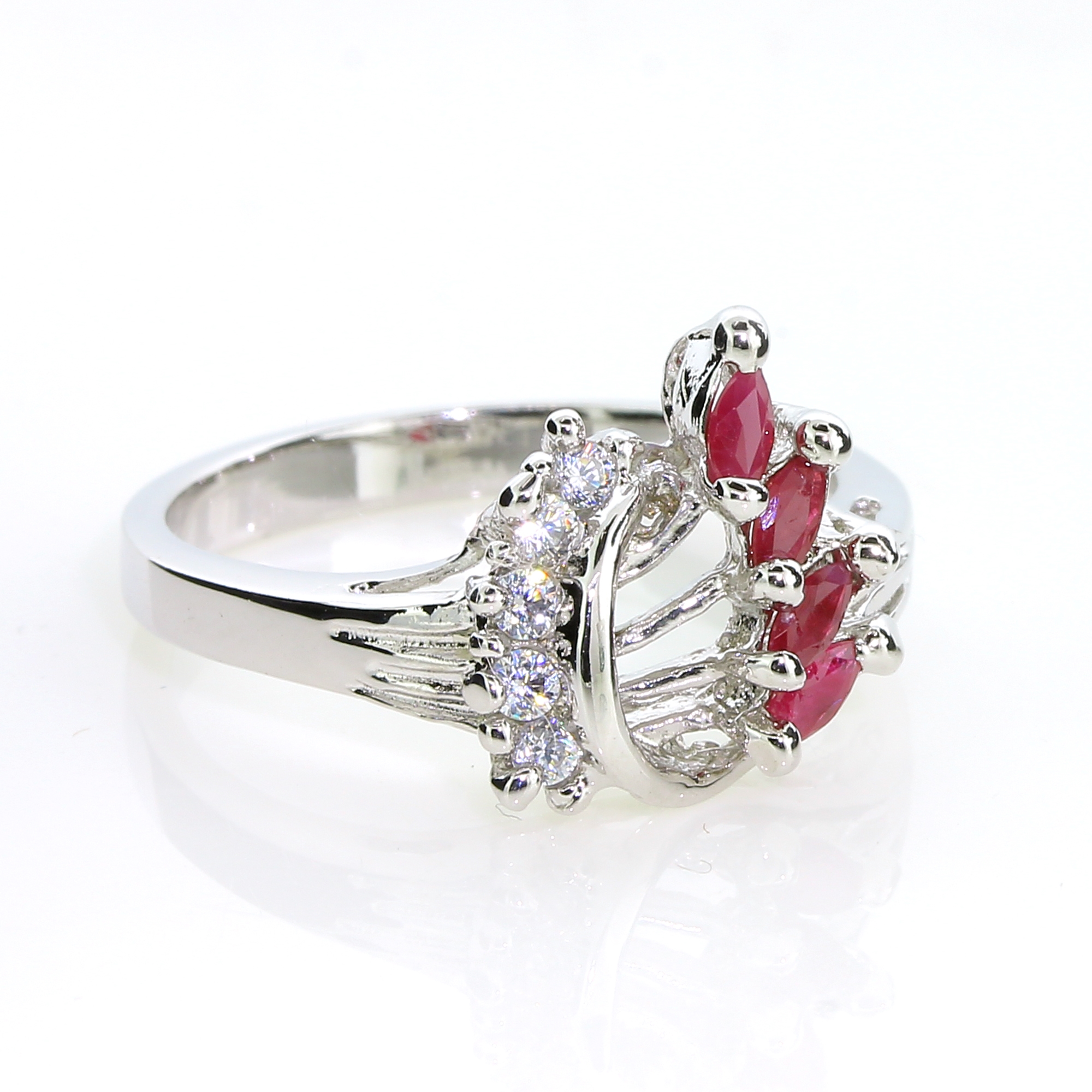 0.25CT Ruby And Topaz Platinum Over Sterling Silver Ring