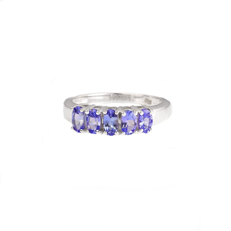 1.70CT Oval Cut Tanzanite And Platinum Over Sterling Silver Ring