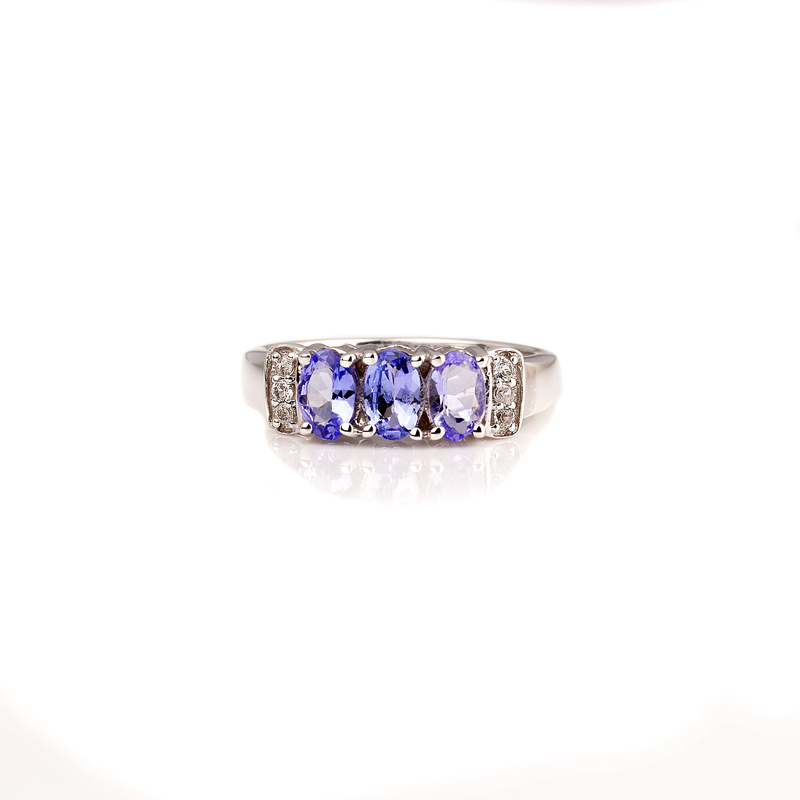 1.20CT Tanzanite And Topaz Platinum Over Sterling Silver Ring