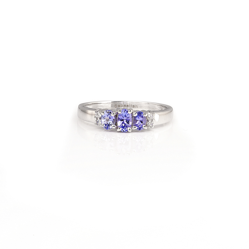 1.00CT Tanzanite And Topaz Platinum Over Sterling Silver Ring