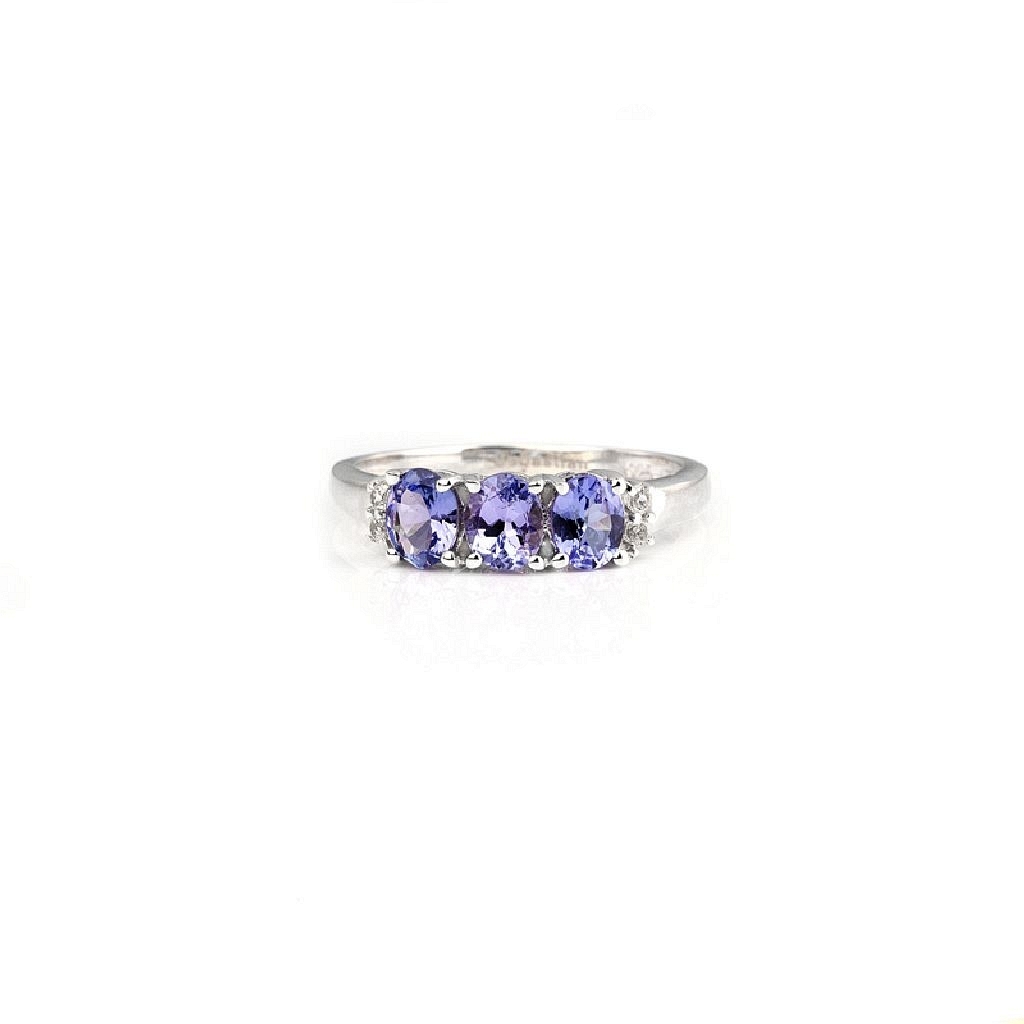 0.90CT Tanzanite And Topaz Platinum Over Sterling Silver Ring