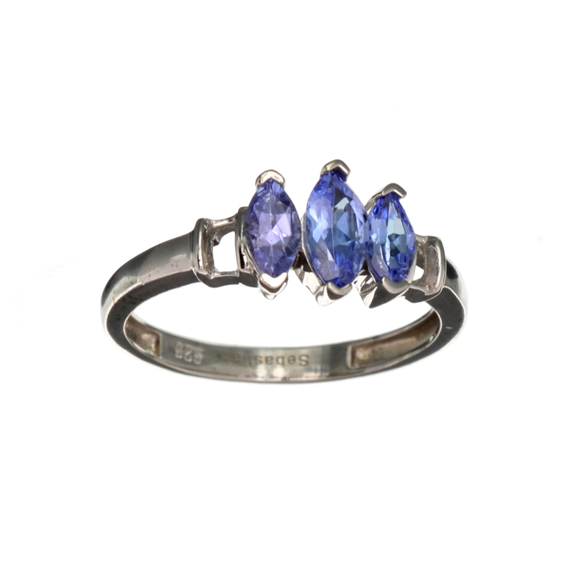 1.10CT Marquise Cut Tanzanite And Platinum Over Sterling Silver Ring