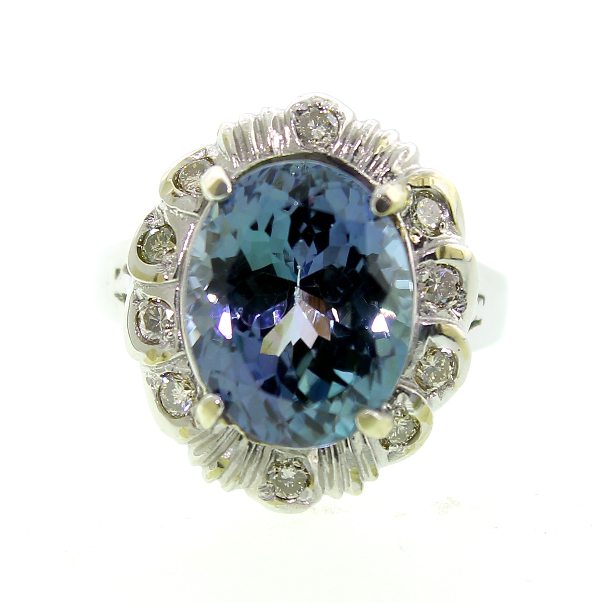 14KT. White Gold, 6.55CT Tanzanite And Diamond Ring