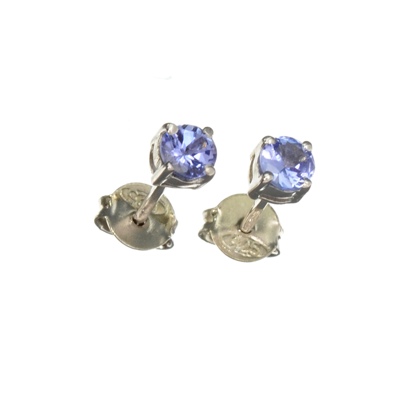 0.51CT Round Cut Tanzanite And Platinum Over Sterling Silver Earrings