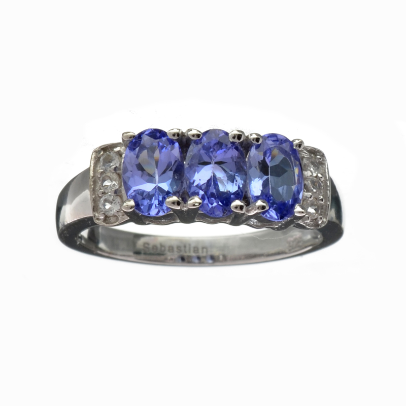 1.11CT Tanzanite And Colorless Quartz Platinum Over Sterling Silver Ring