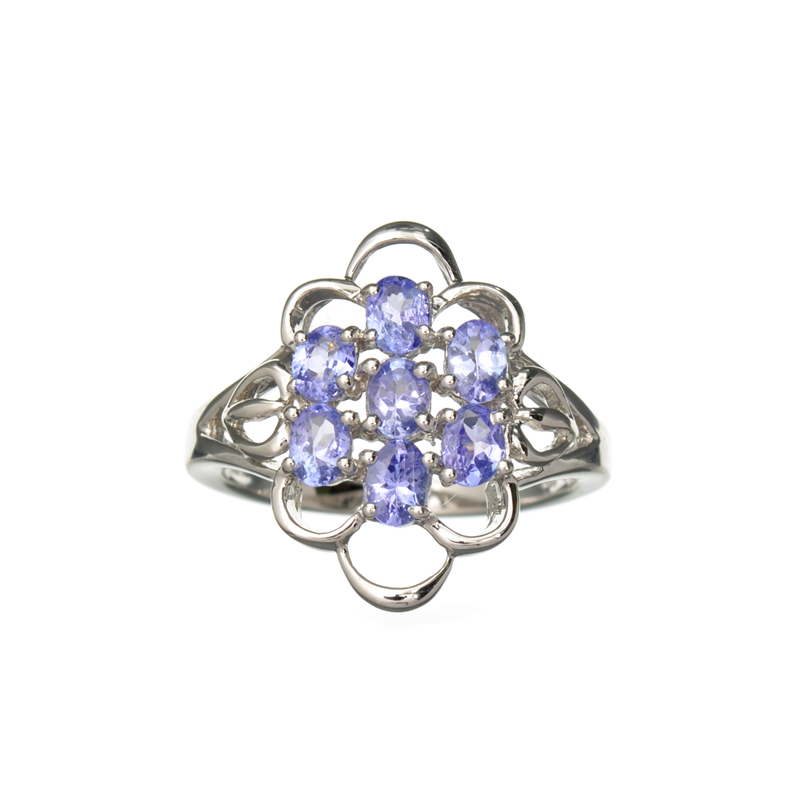 0.97CT Oval Cut Violet Blue Tanzanite And Platinum Over Sterling Silver Ring