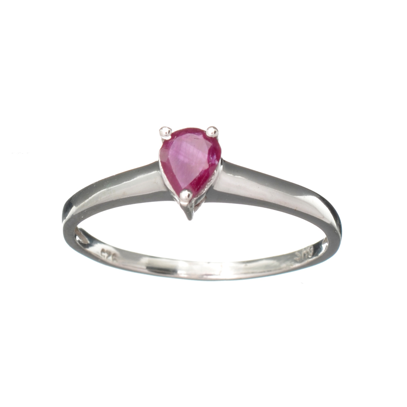 0.25CT Pear Cut Ruby And Sterling Silver Ring