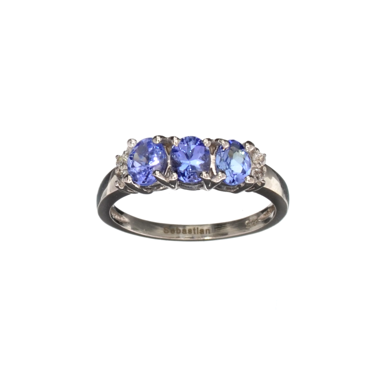1.30CT Oval Cut Tanzanite And White Sapphire Sterling Silver Ring