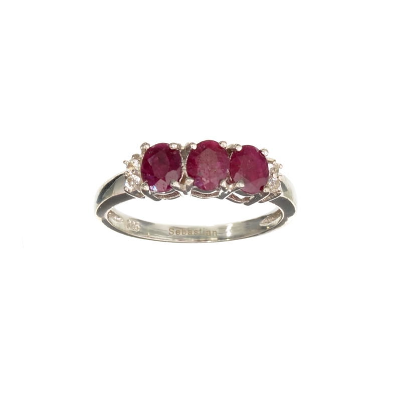 1.50CT Ruby And White Sapphire Sterling Silver Ring