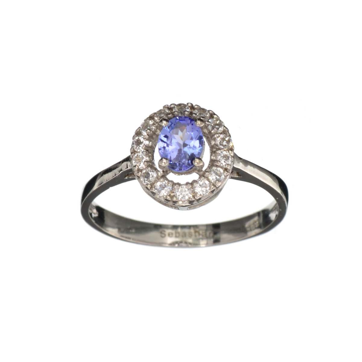 0.78CT Tanzanite And White Sapphire Sterling Silver Ring