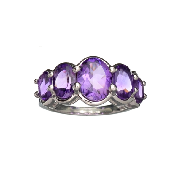 1.43CT Oval Cut Purple Amethyst and Sterling Silver Ring