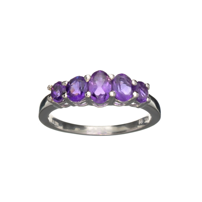 1.43CT Oval Cut Purple Amethyst And Sterling Silver Ring