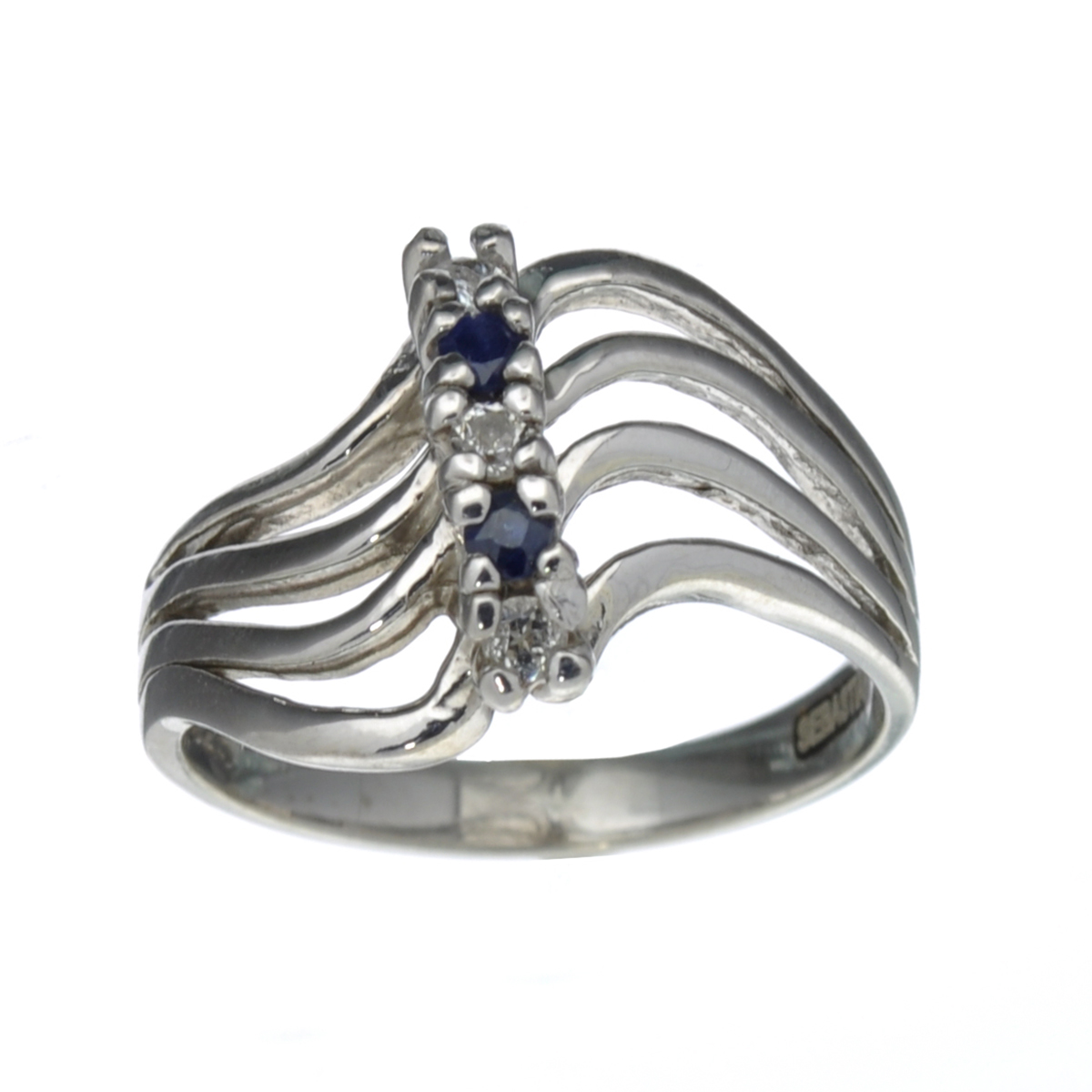 0.27CT Round Cut Sapphire And White Topaz Sterling Silver Ring