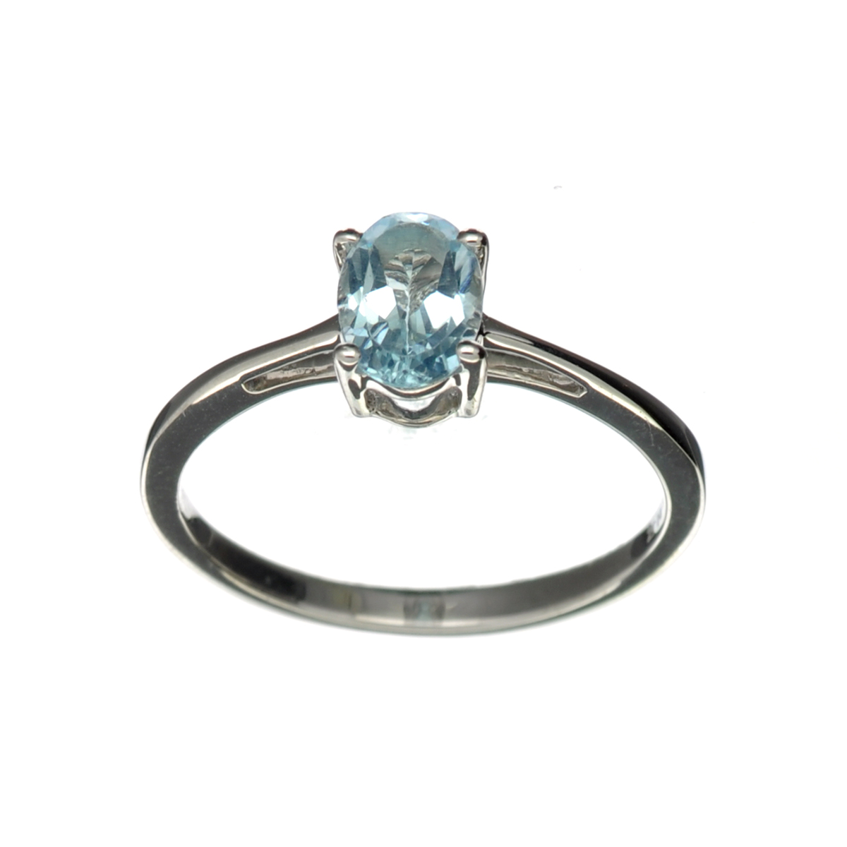 0.75CT Oval Cut Blue Topaz Solitaire Sterling Silver Ring