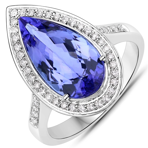 14KT. White Gold 3.74 Tanzanite and Diamond Ring