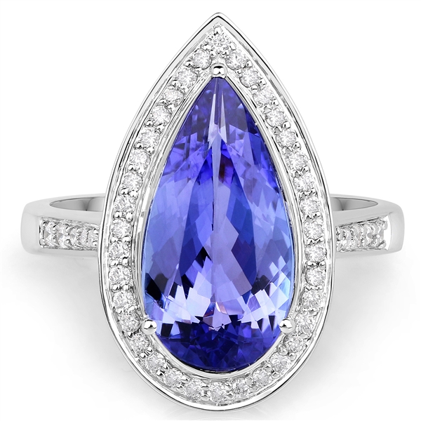 14KT. White Gold 3.74 Tanzanite and Diamond Ring - Image 4