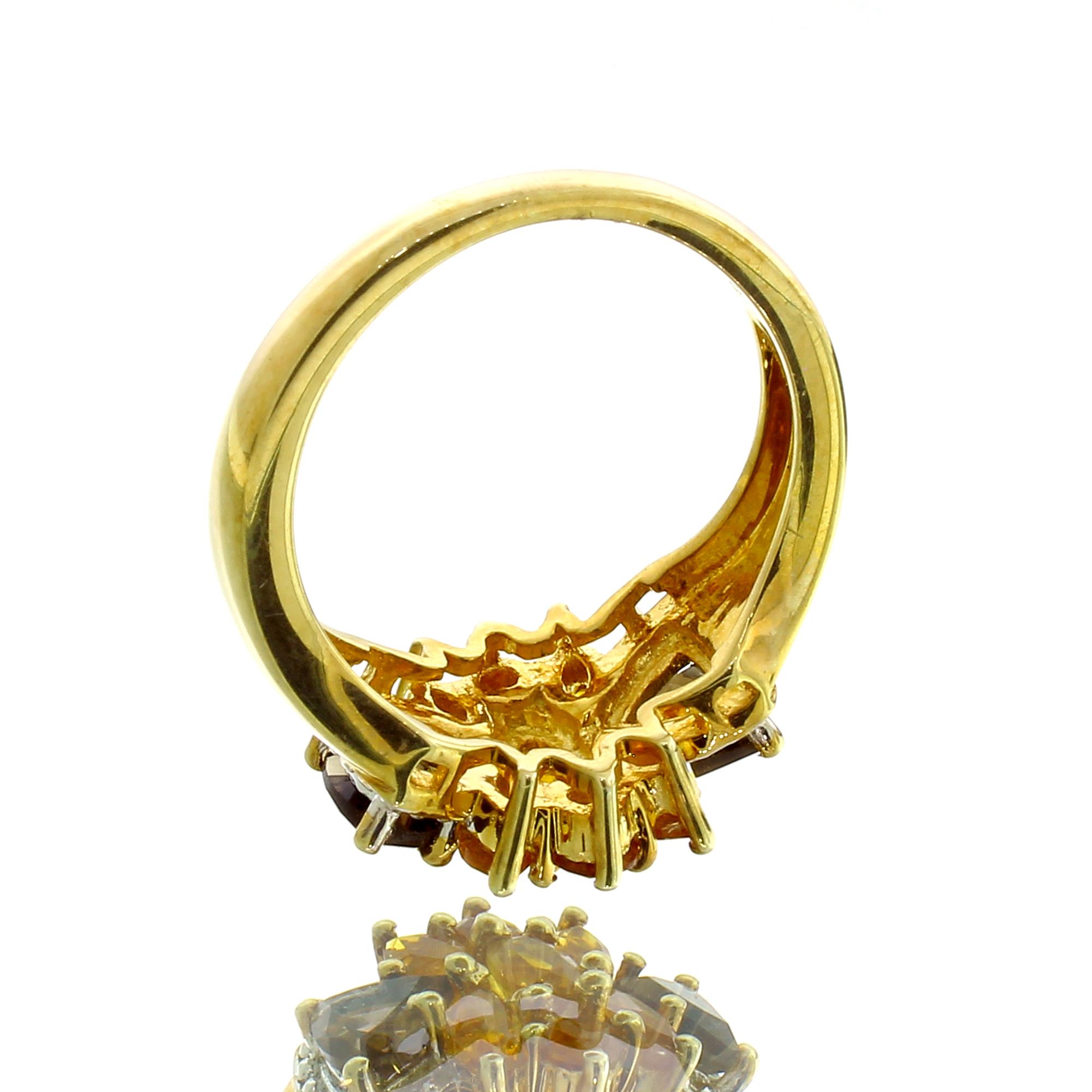 14K Yellow Gold Plated 1.88CT Madeira Citrine and Smoky Topaz Sterling Silver Ring - Image 4