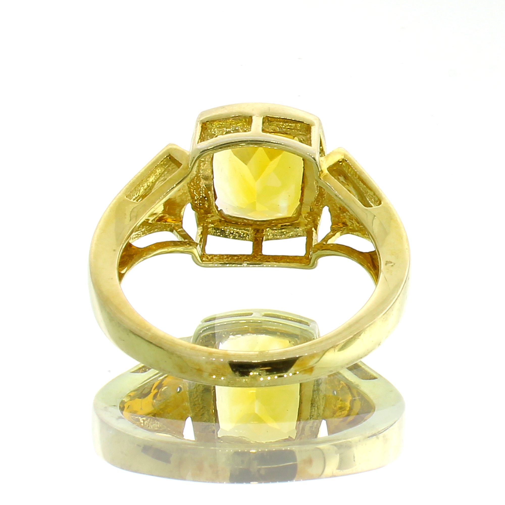 14K Yellow Gold Plated 2.61CT Madeira Citrine and White Topaz Sterling Silver Ring - Image 3