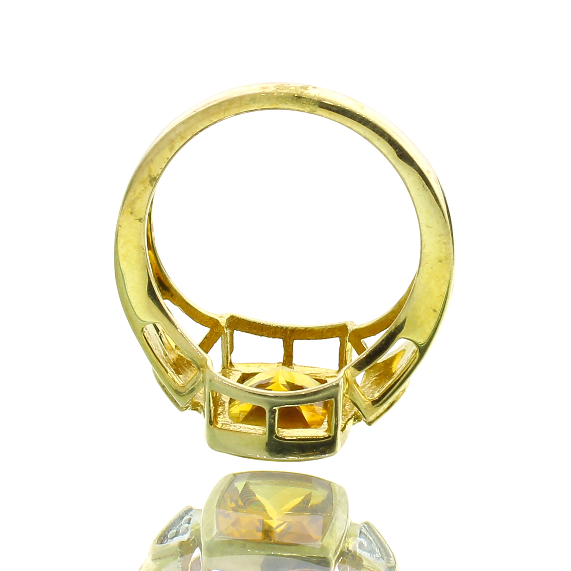14K Yellow Gold Plated 2.61CT Madeira Citrine and White Topaz Sterling Silver Ring - Image 4