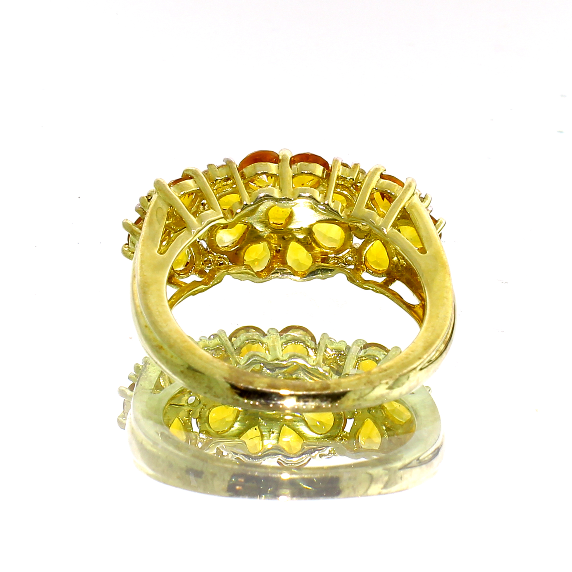 14K Yellow Gold Plated 2.48CT Madeira Citrine and White Topaz Sterling Silver Ring - Image 3