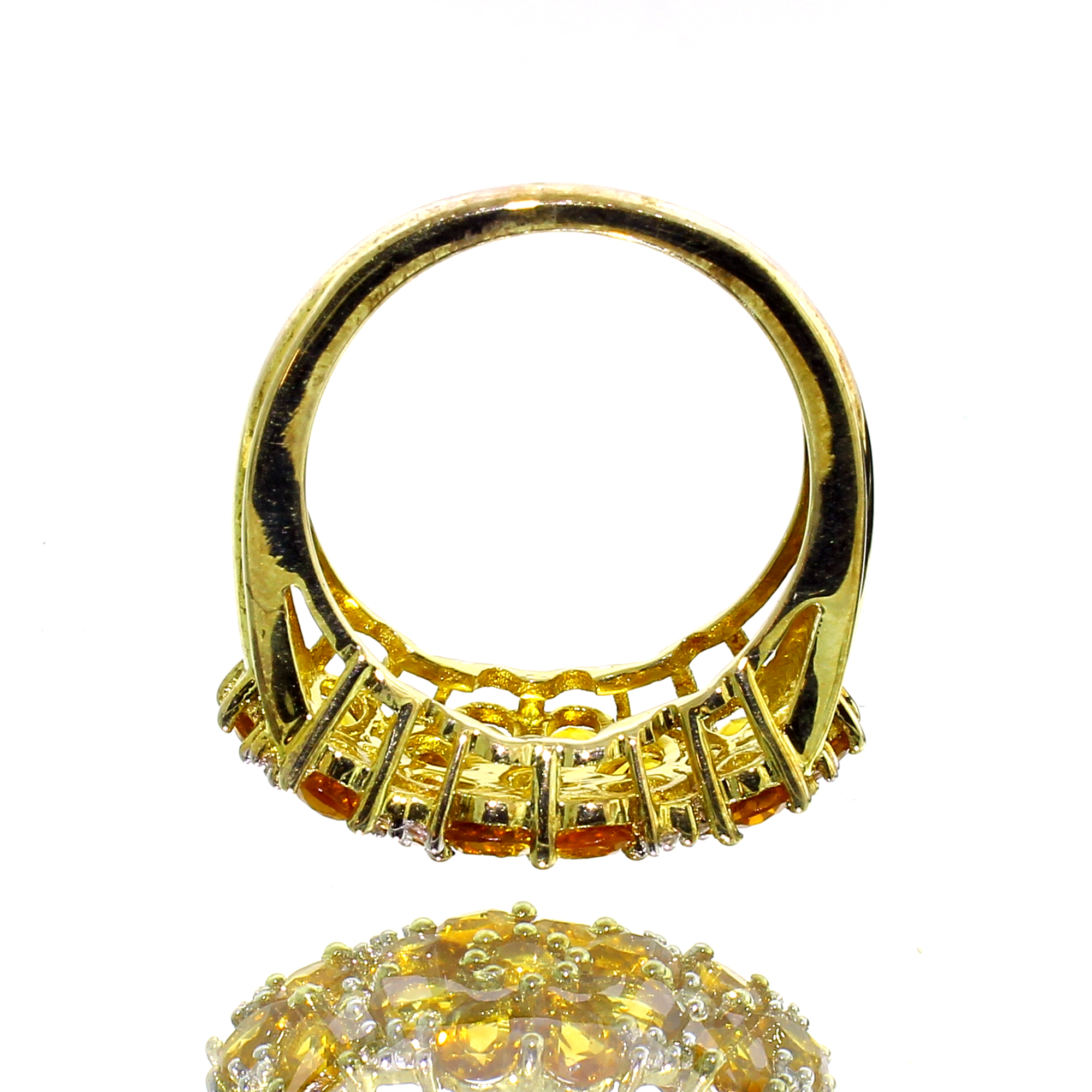 14K Yellow Gold Plated 2.48CT Madeira Citrine and White Topaz Sterling Silver Ring - Image 4