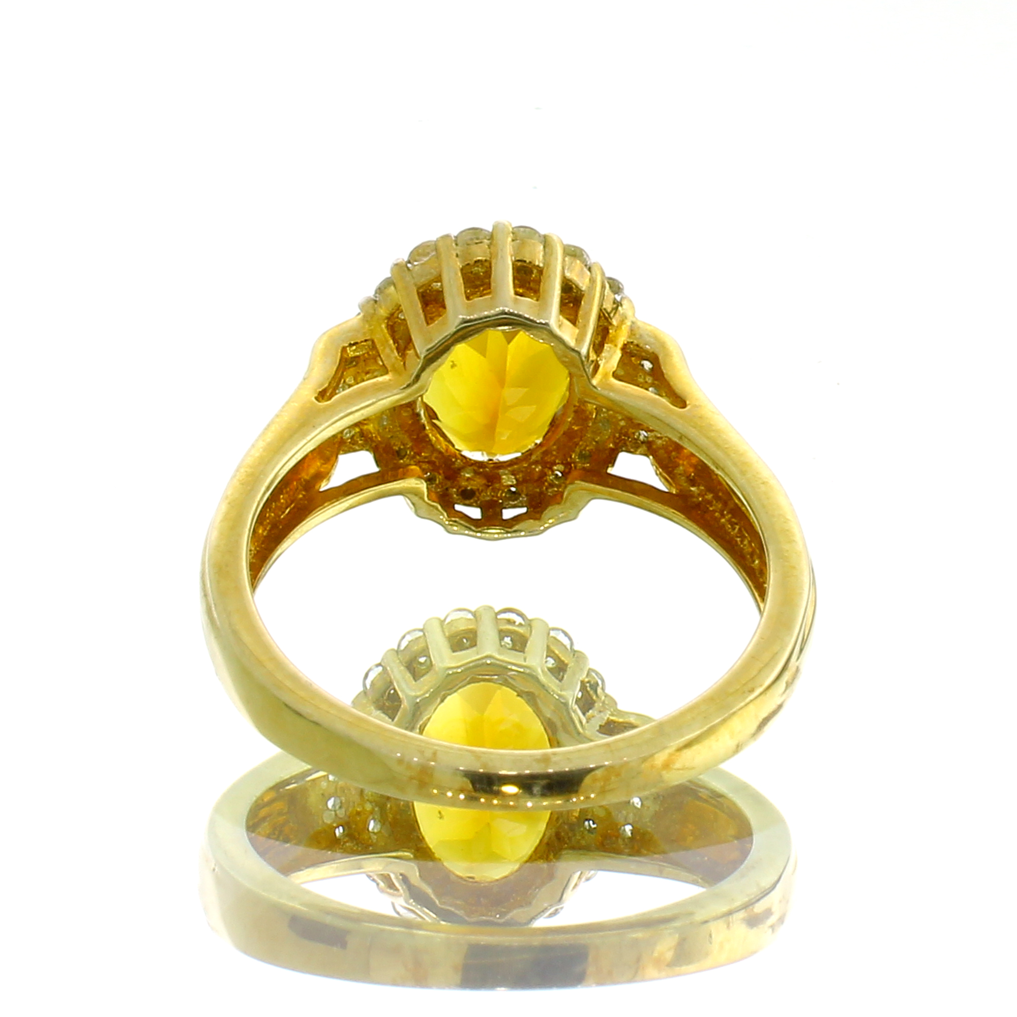 14K Yellow Gold Plated 2.14CT Madeira Citrine and White Topaz Sterling Silver Ring - Image 3