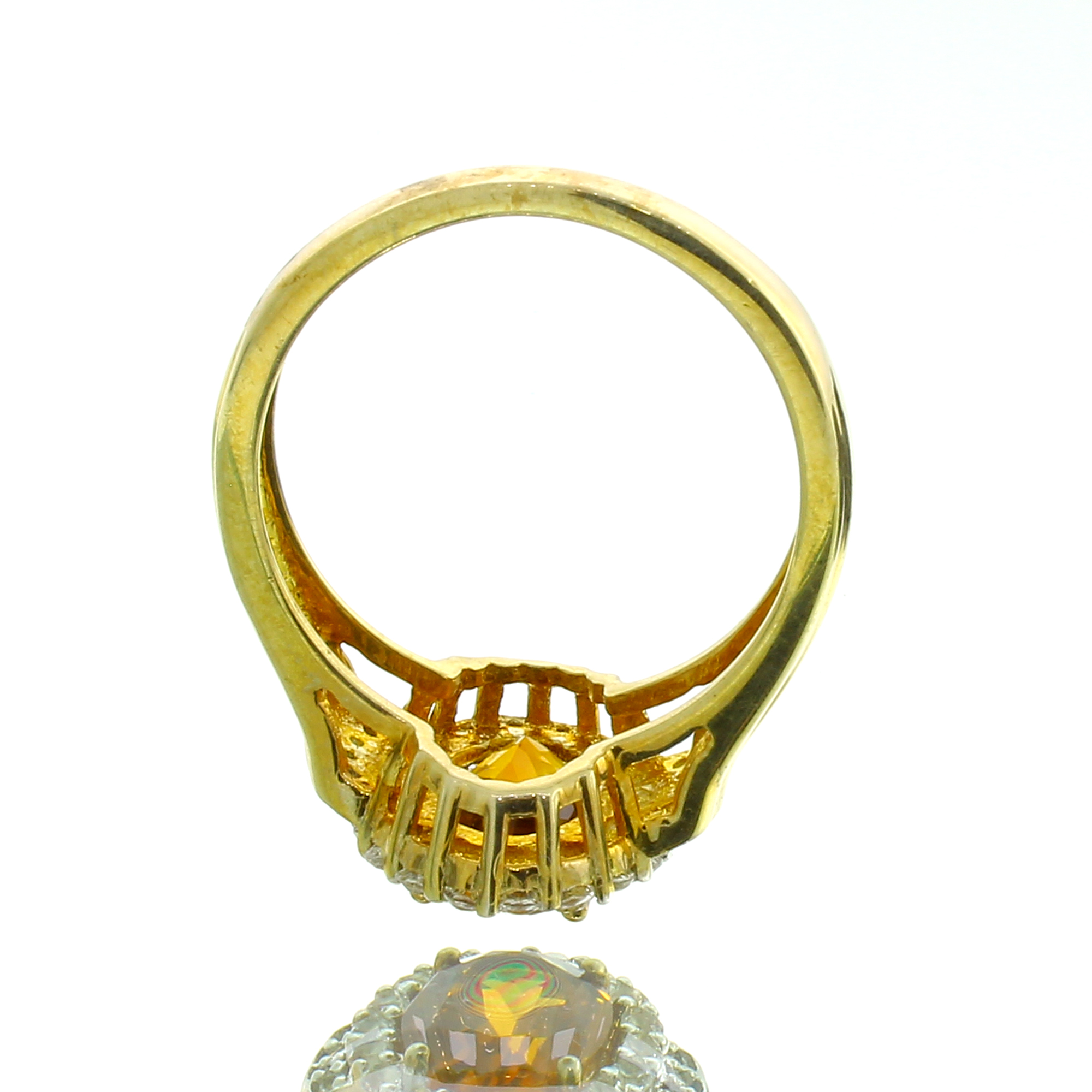 14K Yellow Gold Plated 2.14CT Madeira Citrine and White Topaz Sterling Silver Ring - Image 4
