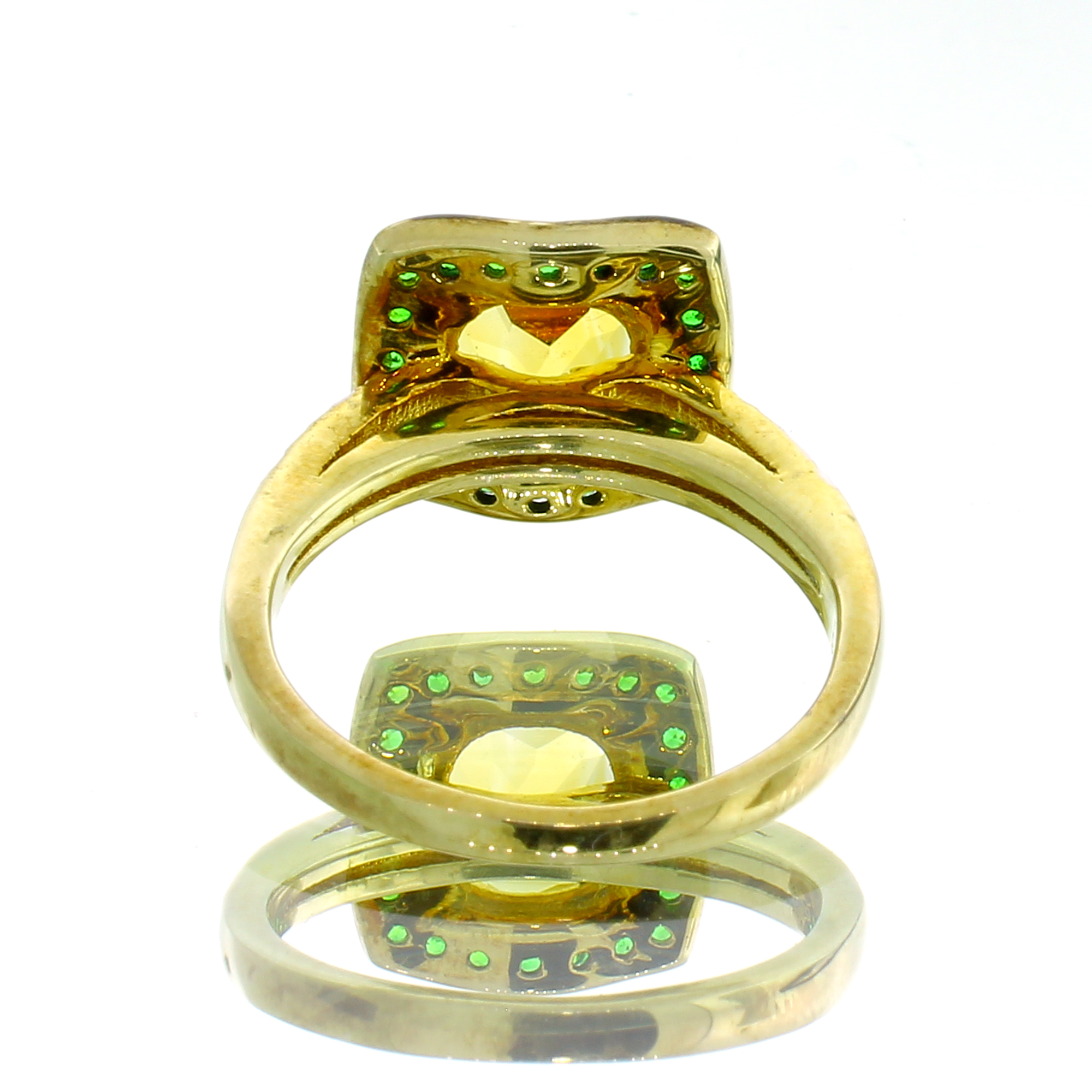 14K Yellow Gold Plated 2.17CT Madeira Citrine and White Topaz Sterling Silver Ring - Image 3