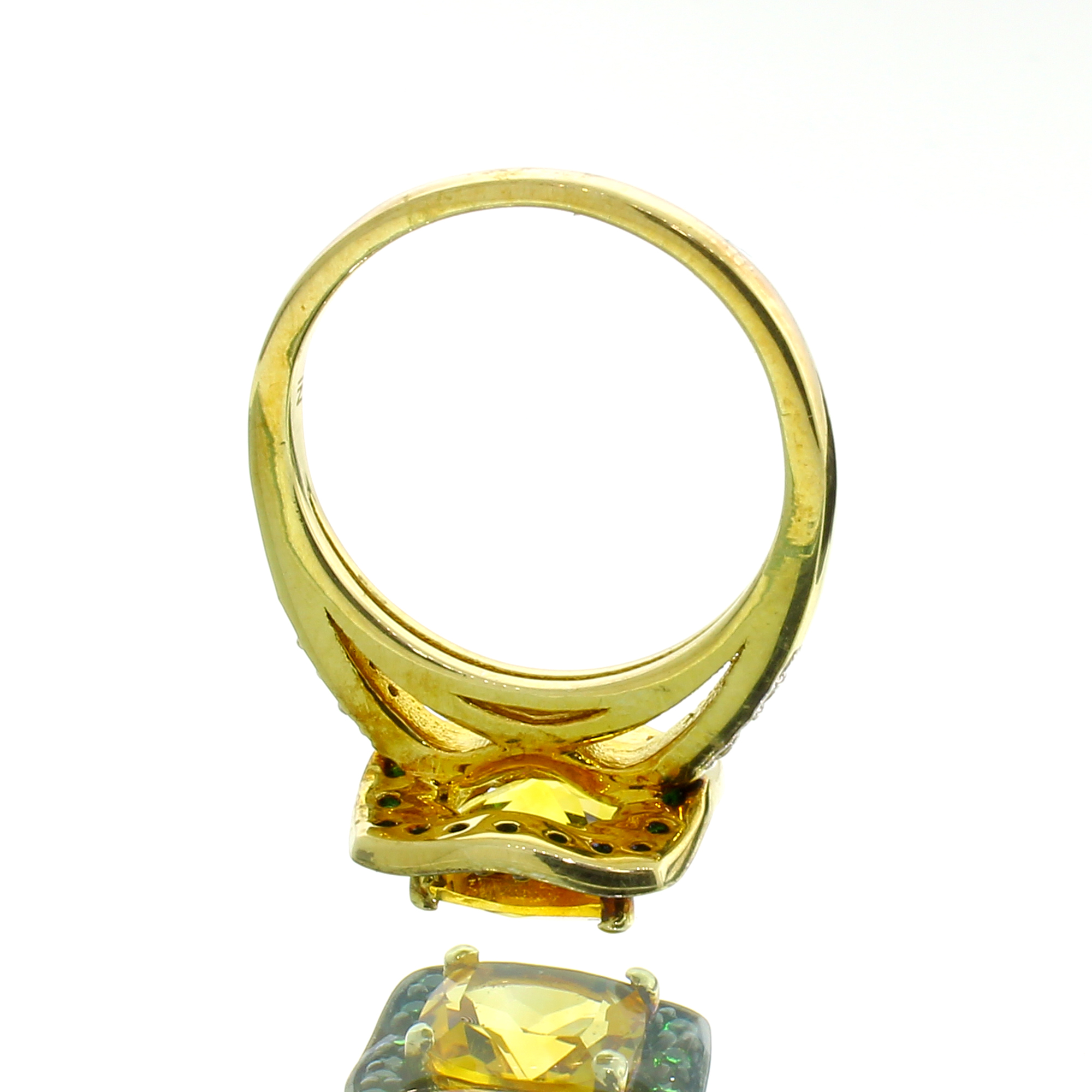 14K Yellow Gold Plated 2.17CT Madeira Citrine and White Topaz Sterling Silver Ring - Image 4
