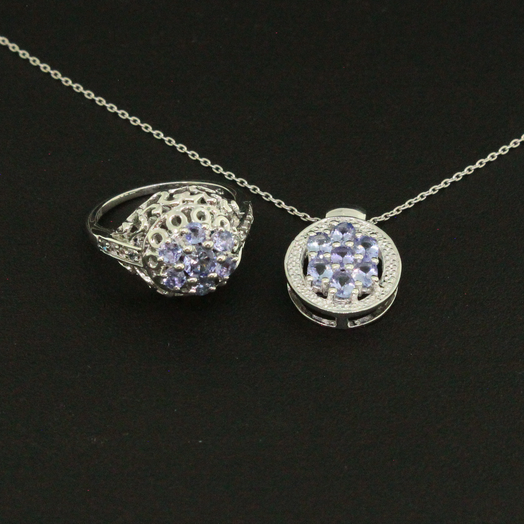 Tanzanite Ring size 7 and Pendant Sterling Silver Collection