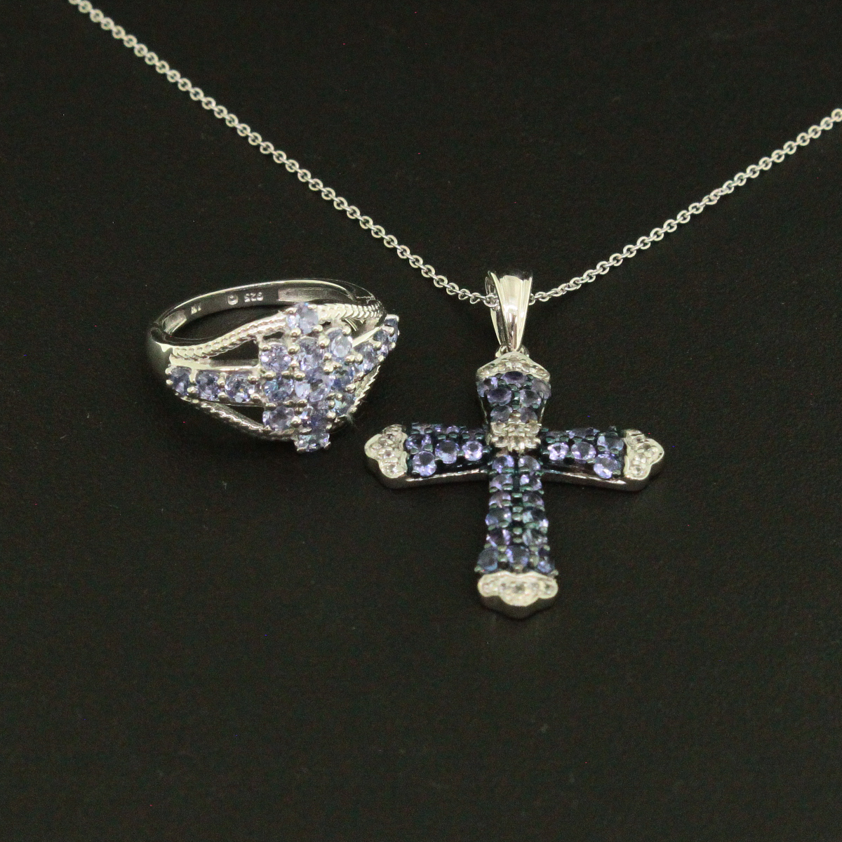 Tanzanite Ring size 7 and Pendant Sterling Silver Collection