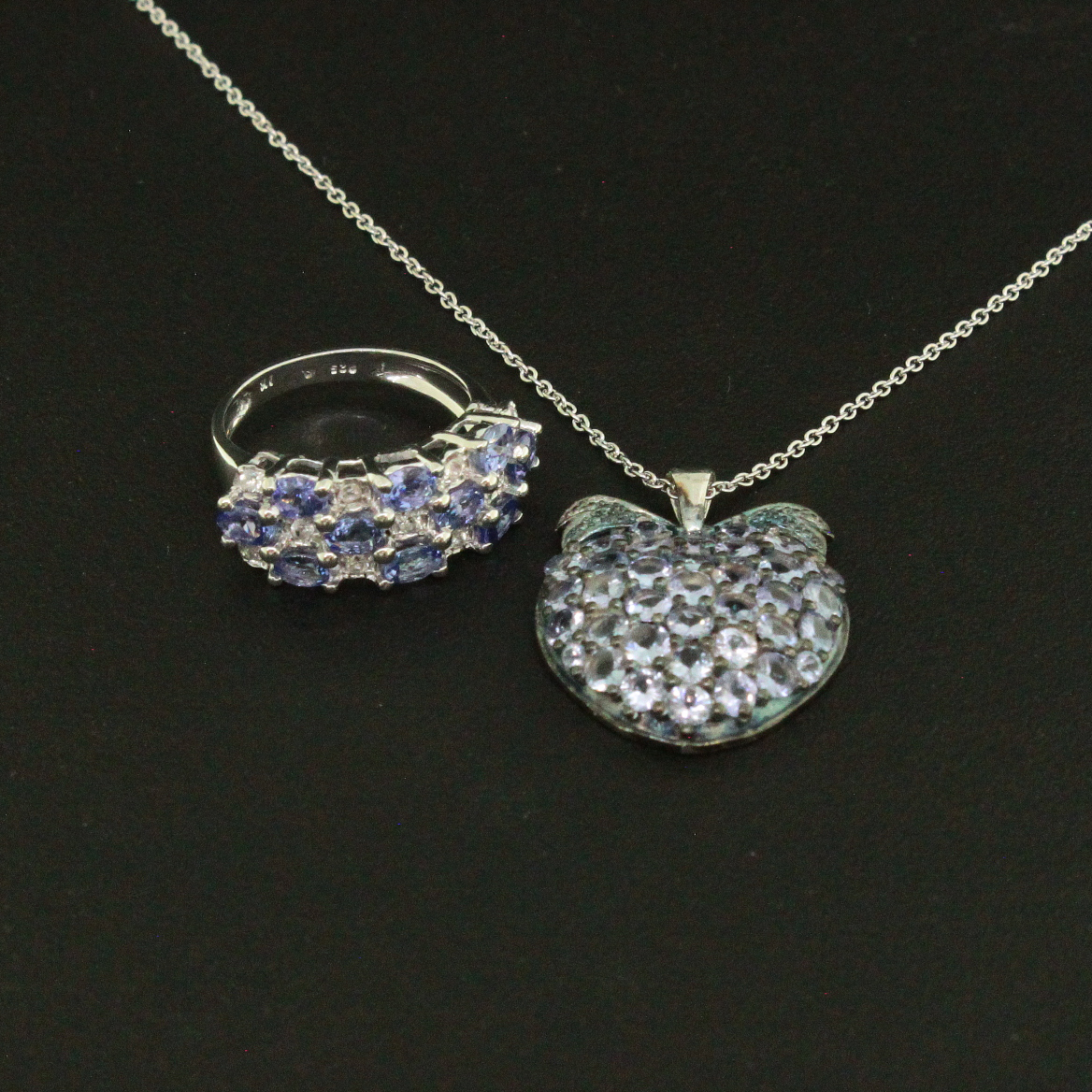 Tanzanite Ring size 6 and Pendant Sterling Silver Collection