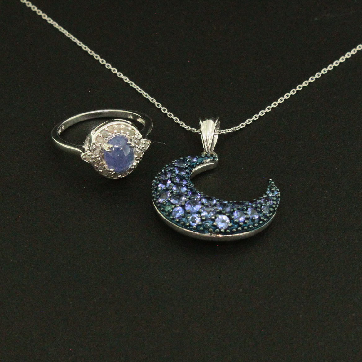 Tanzanite Ring size 8 and Pendant Sterling Silver Collection