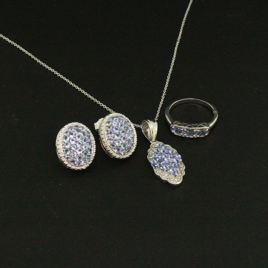 Tanzanite Ring size 6 and Pendant Sterling Silver Collection