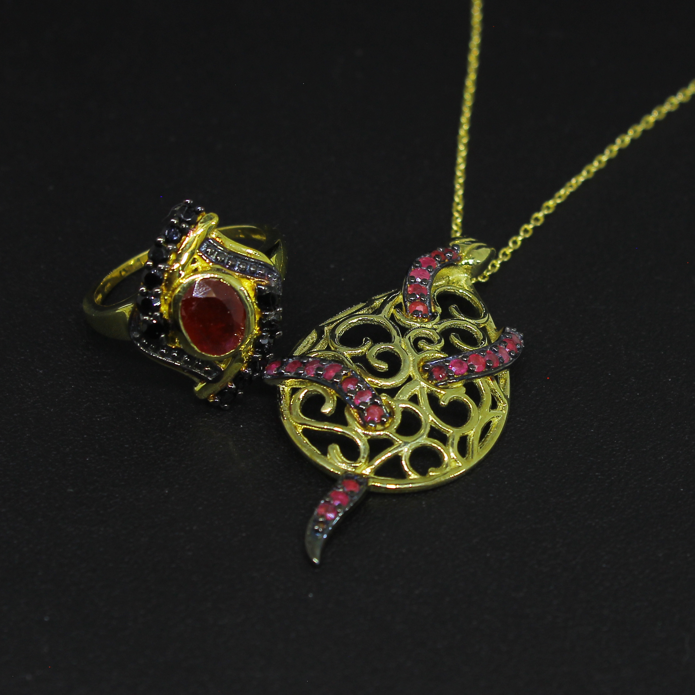 Ruby Ring Size 7 and Pendant Sterling Silver Collection