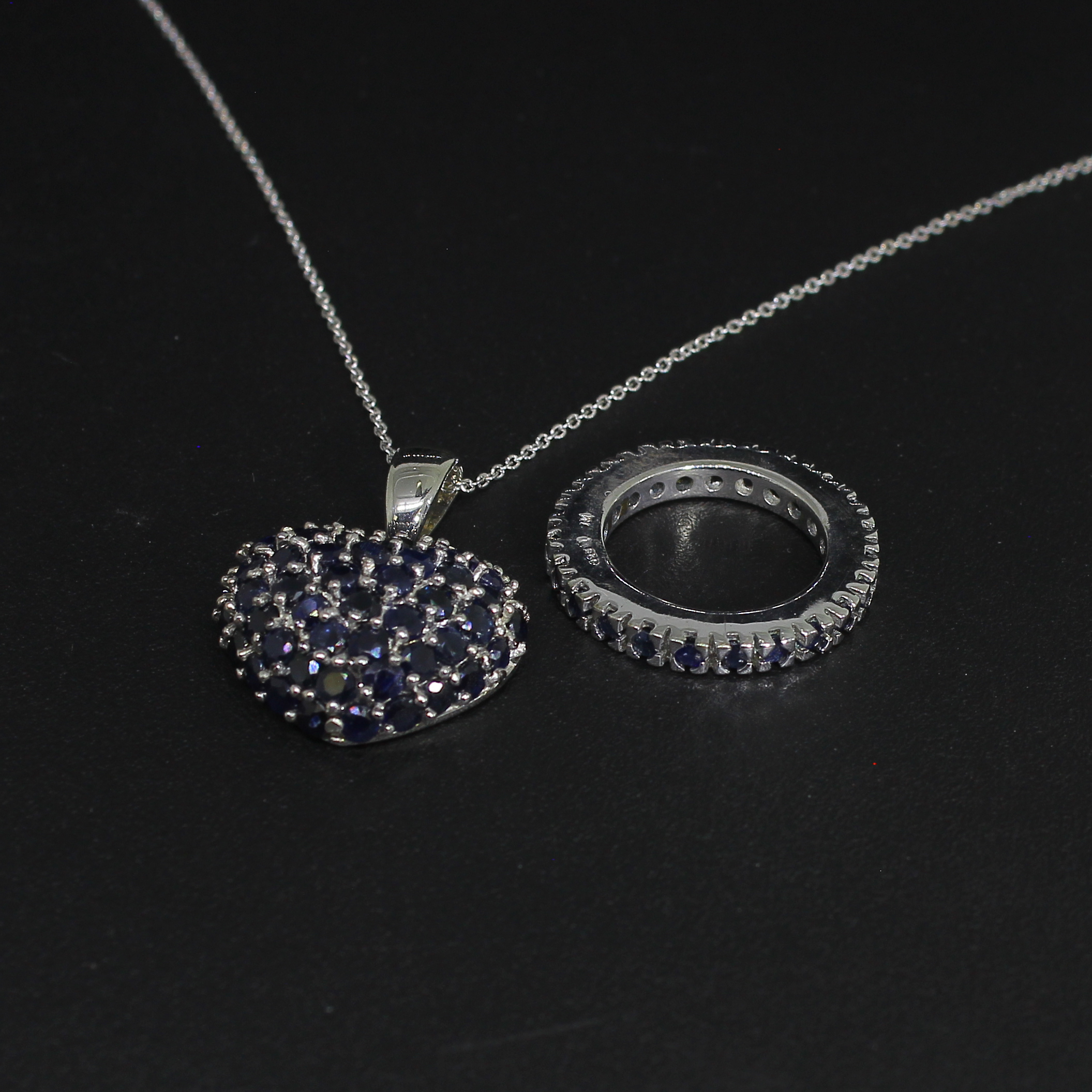 Sapphire Ring Size 6 and Pendant Sterling Silver Collection