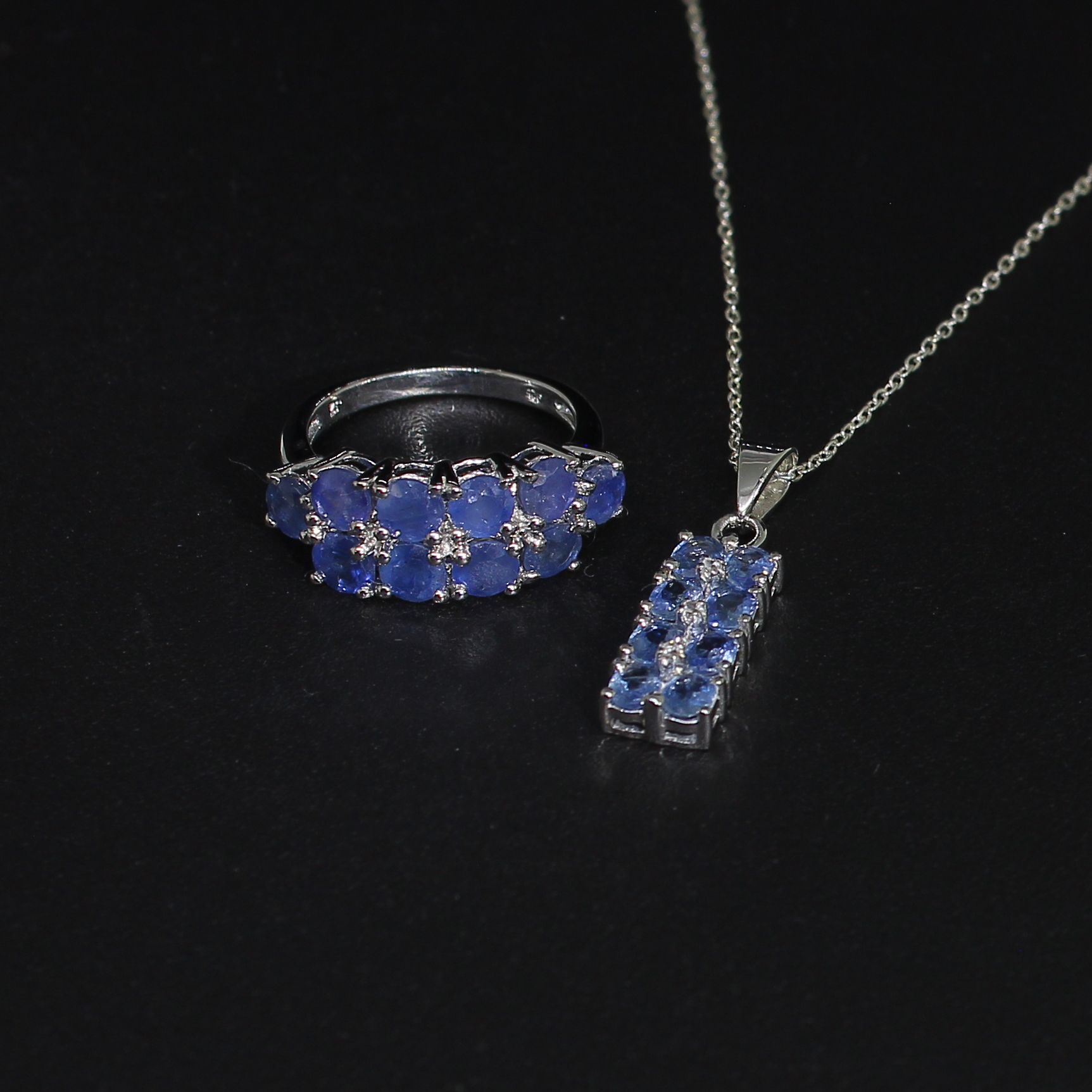 Sapphire Ring Size 6 and Pendant Sterling Silver Collection