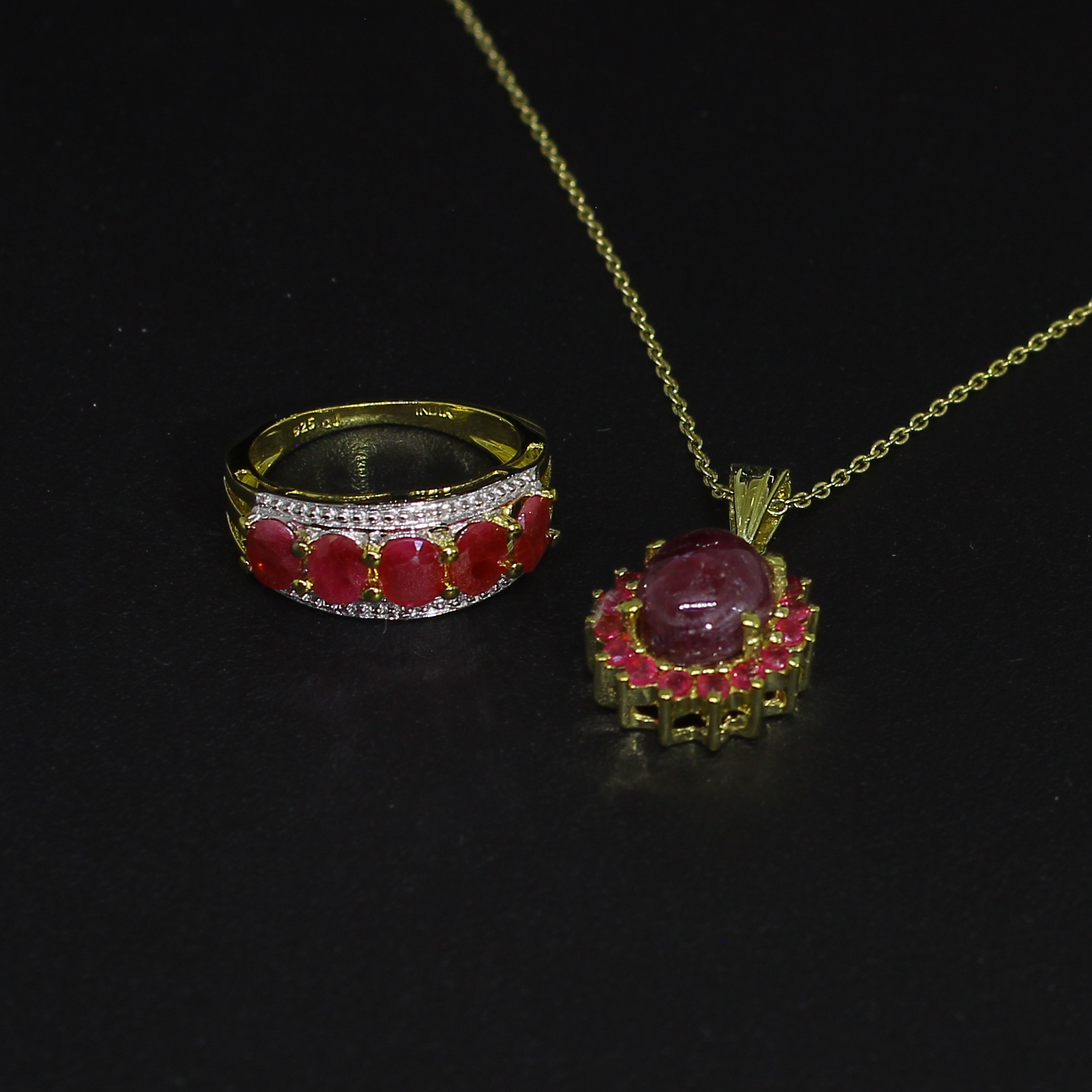 Ruby Ring Size 6 and Pendant Sterling Silver Collection