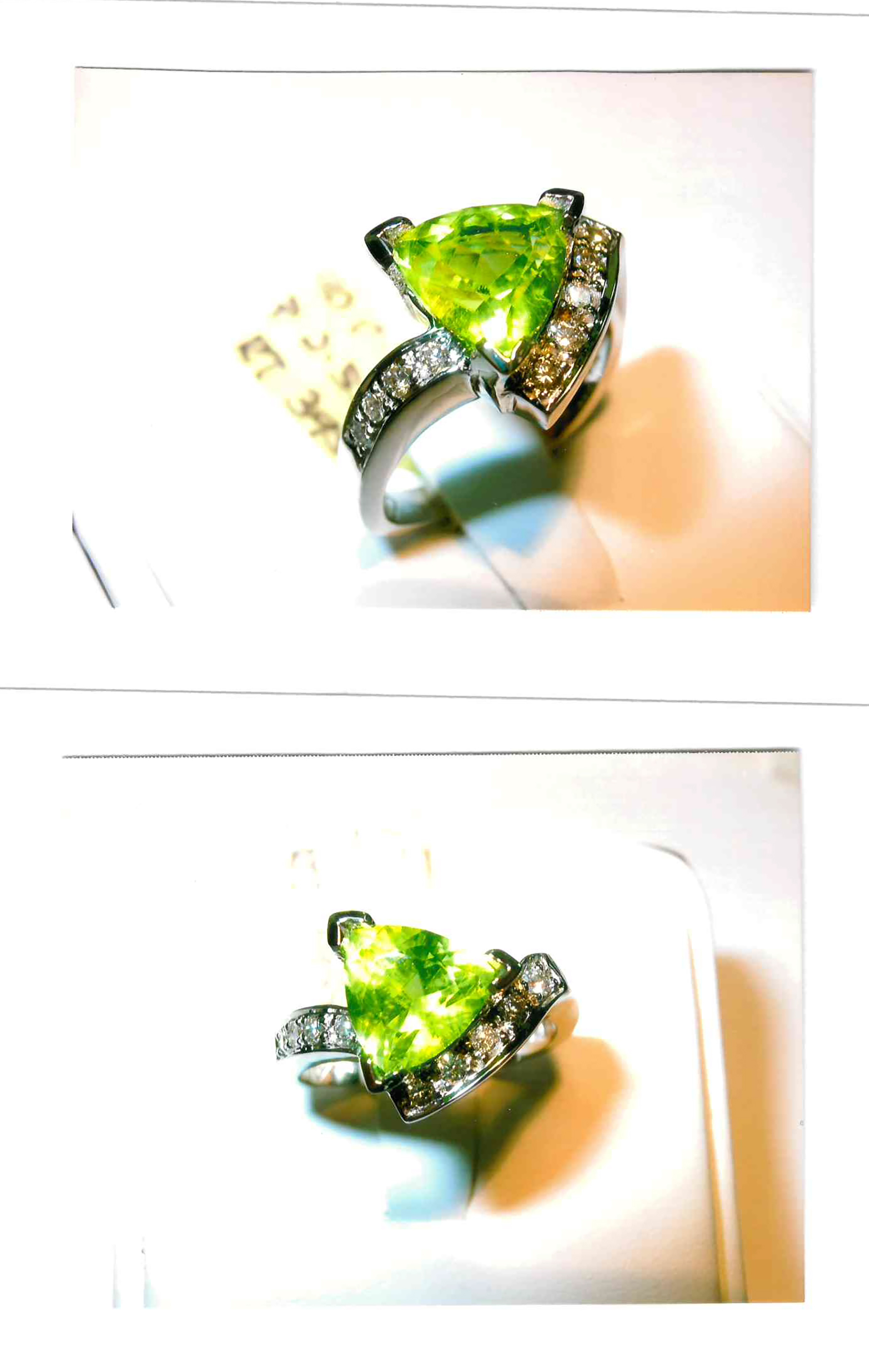 14KT White Gold 2.55CT Peridot and Diamond Ring - Image 5
