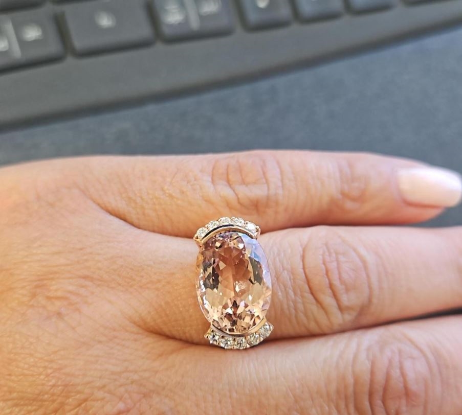 Custom Made Designer Morganite and Diamond Ring in 14KT Rose Gold Setting! - Image 5