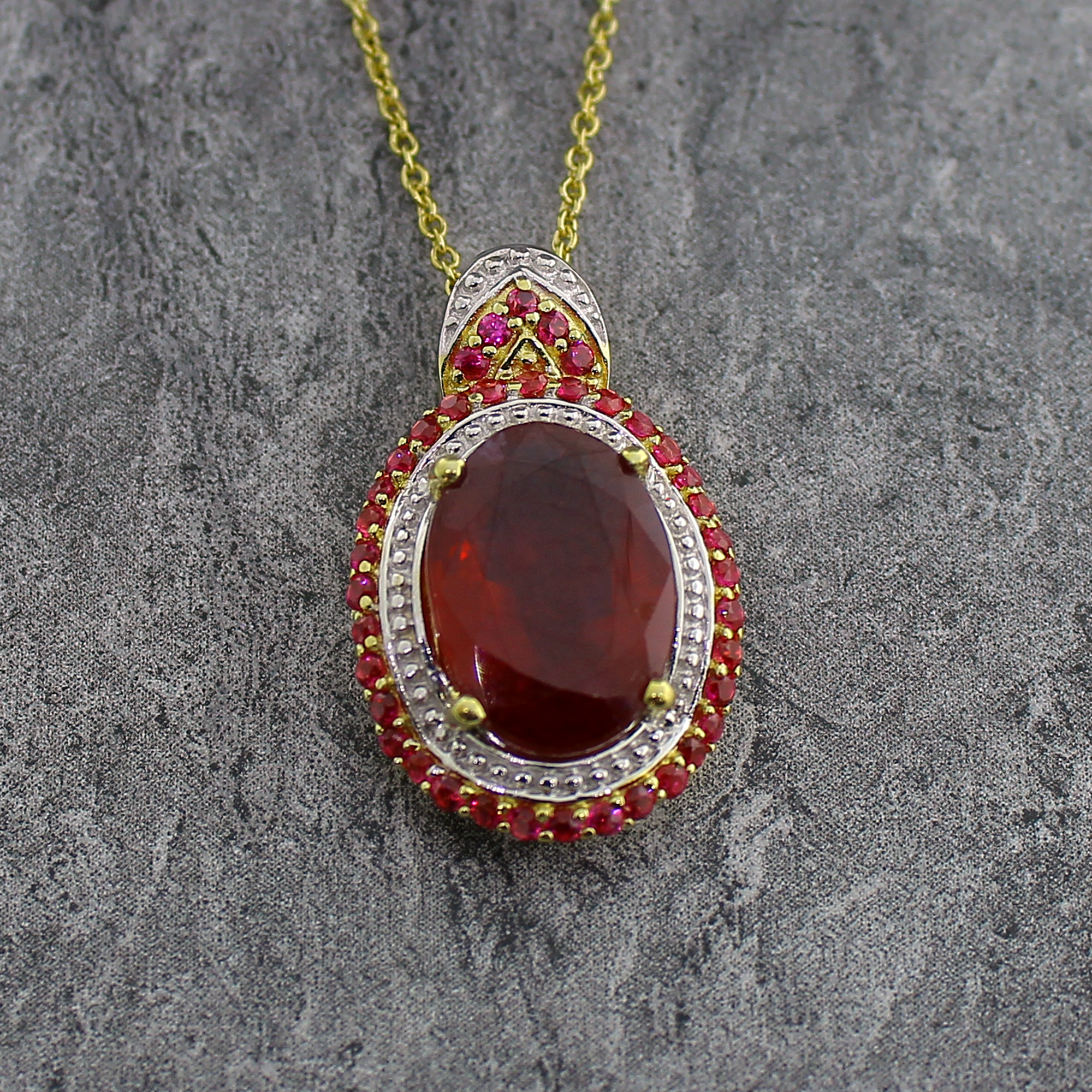 Ruby and Topaz Sterling Silver Pendant