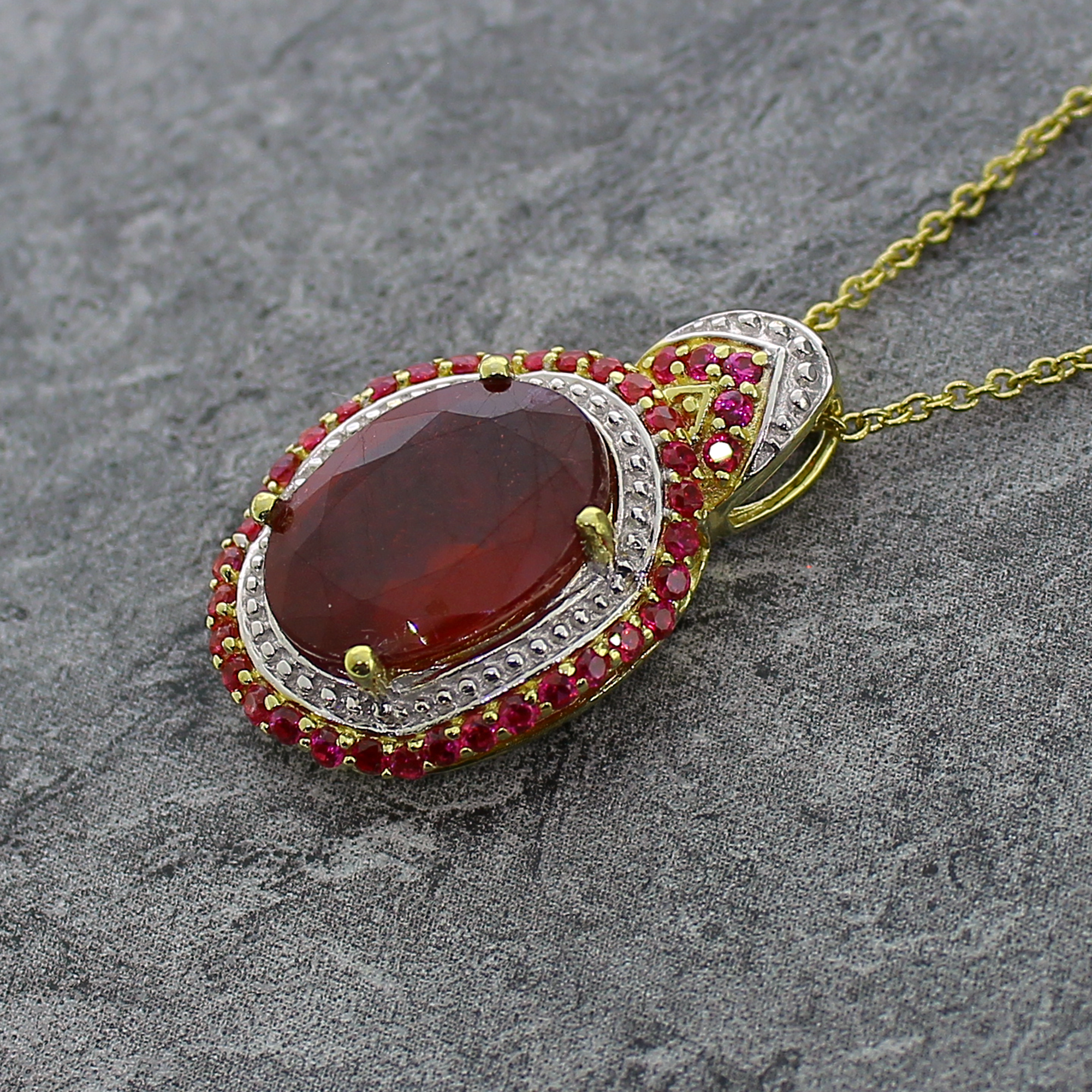 Ruby and Topaz Sterling Silver Pendant - Image 3