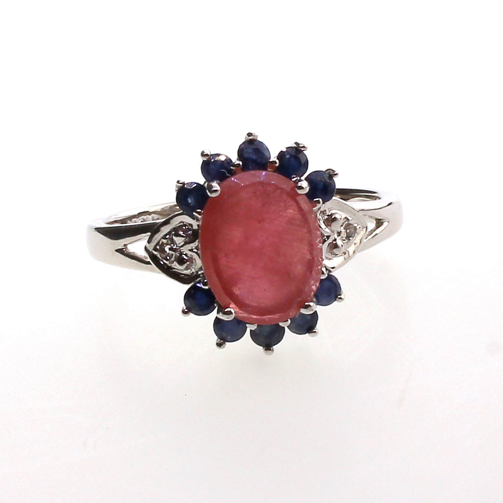 Oval Cut Jasper and Multi Gemstone Sterling Silver Size 7 Ring