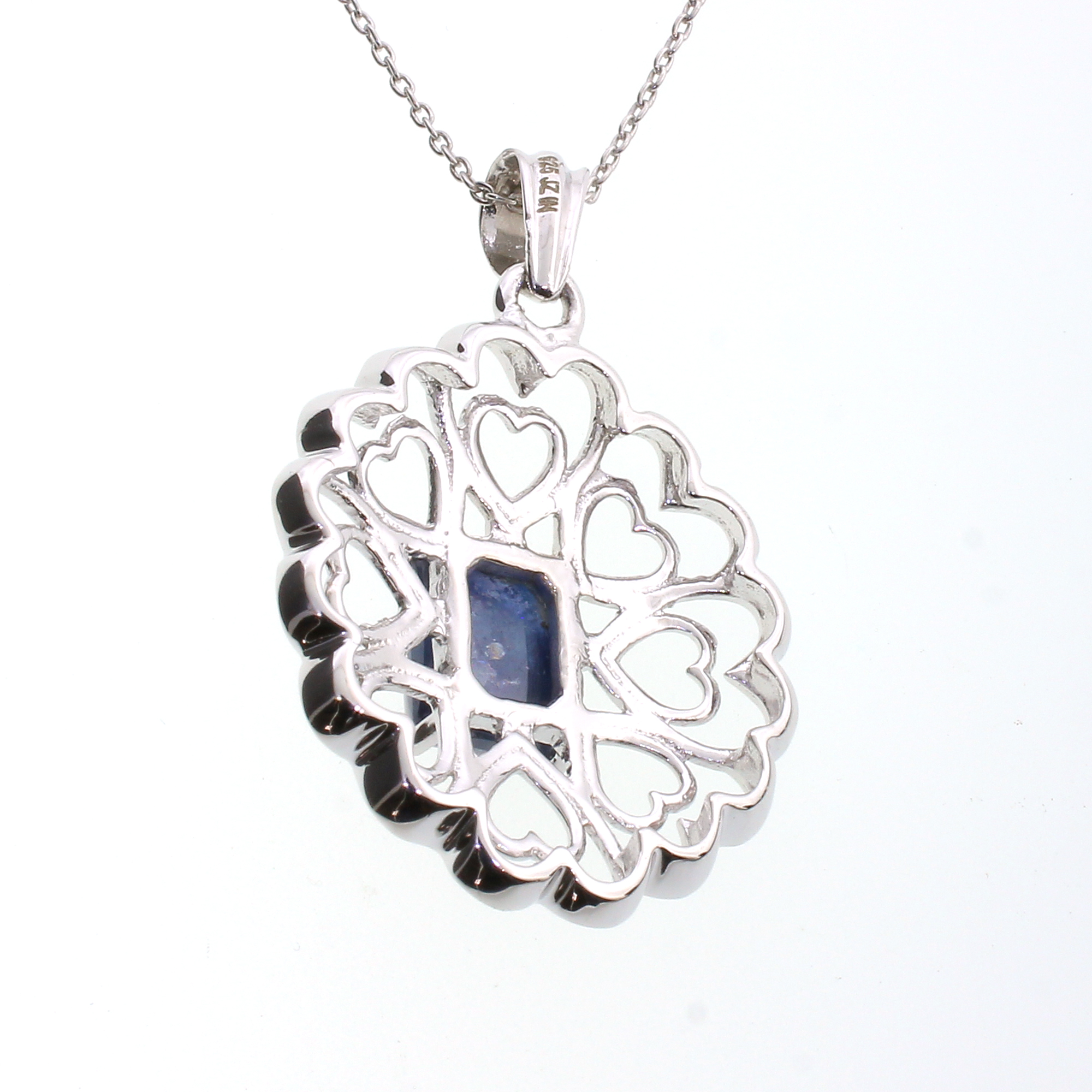Cabochon Cut Sapphire Sterling Silver Pendant - Image 2