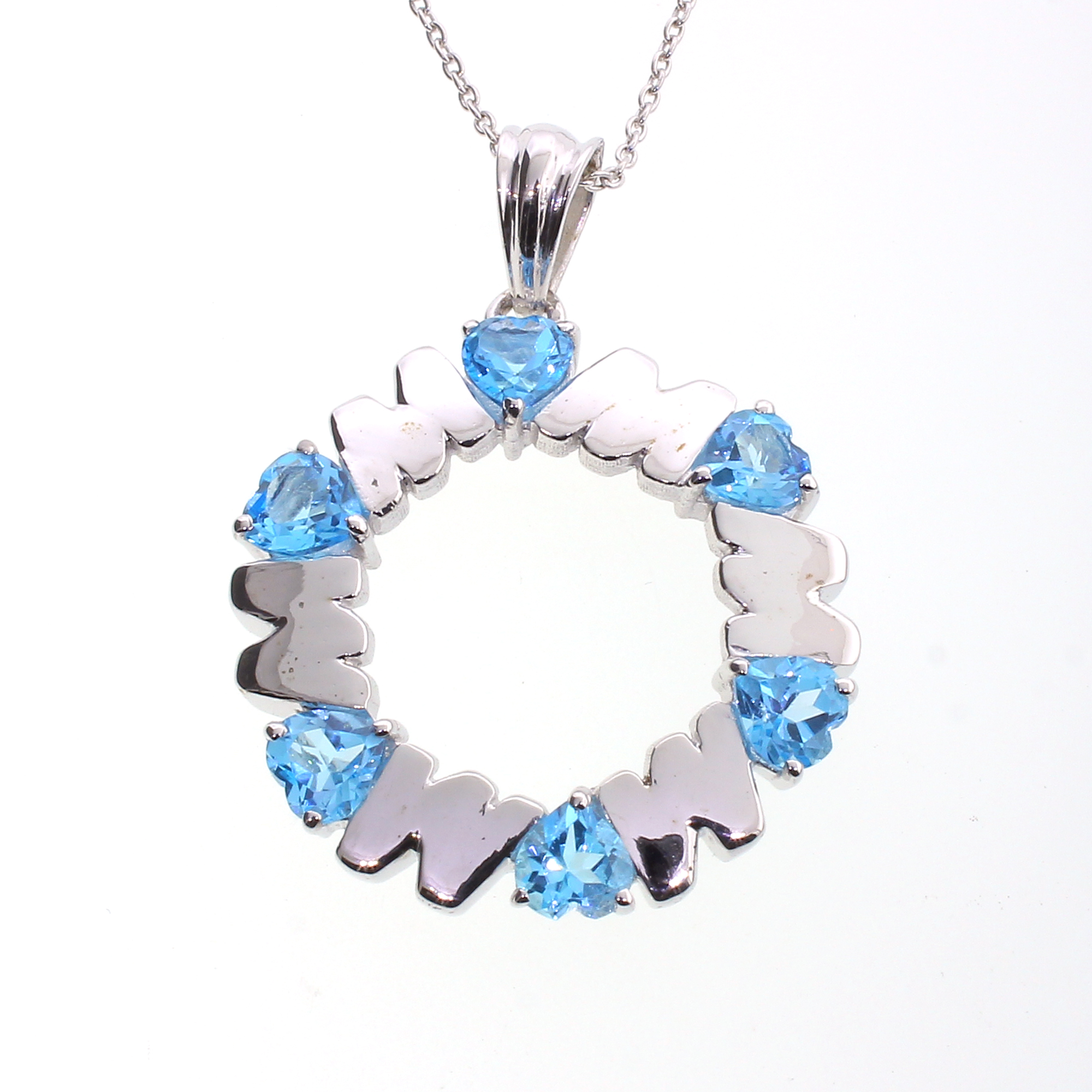 Heart Cut Topaz Sterling Silver Pendant