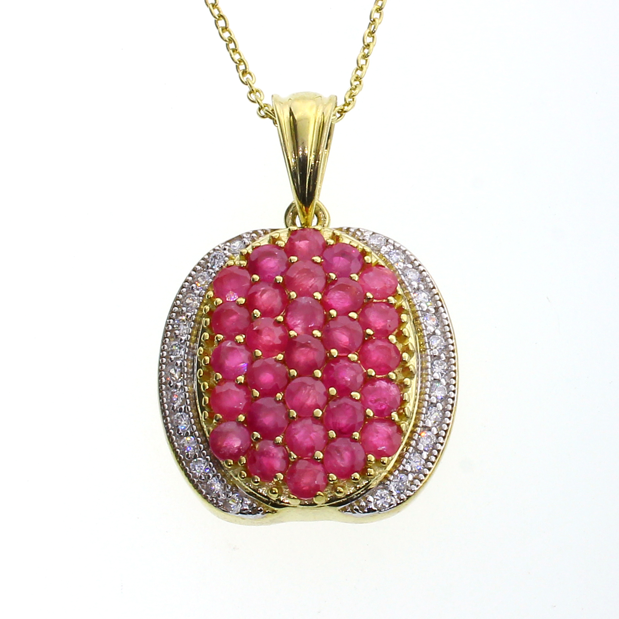 Round Cut Ruby Sterling Silver Pendant