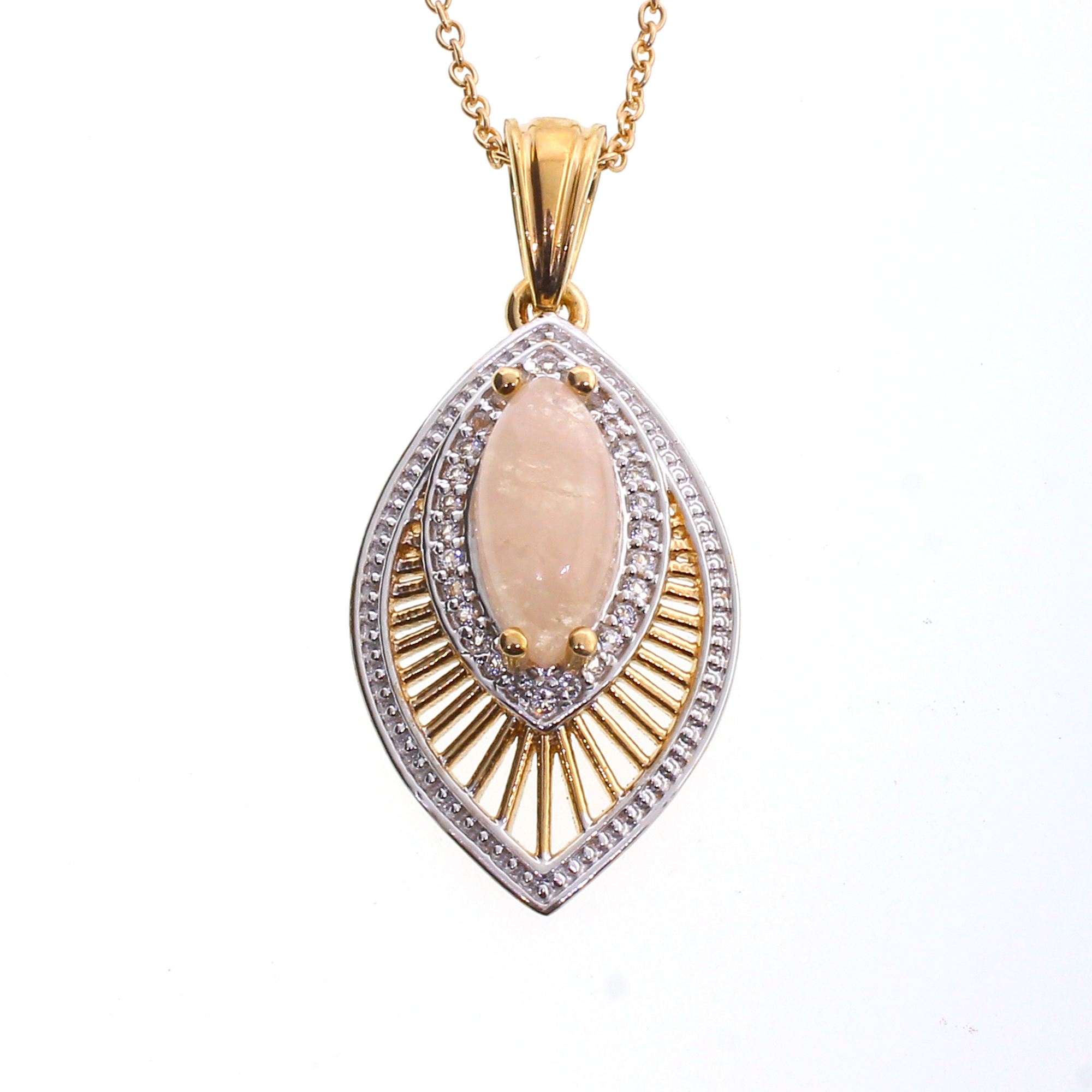Navette Cut Morganite Sterling Silver Pendant
